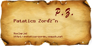 Patatics Zorán névjegykártya